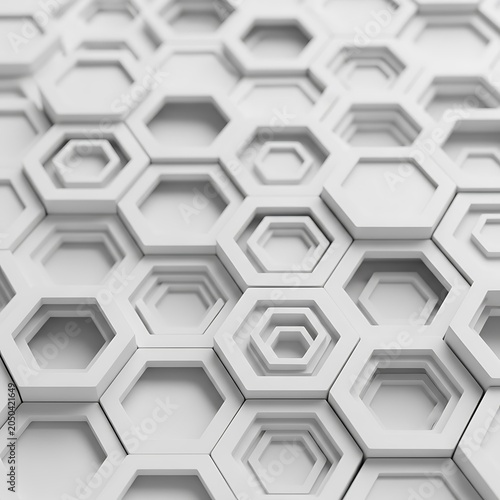 Abstract White Hexagon Pattern - Modern Geometric Design and Background.