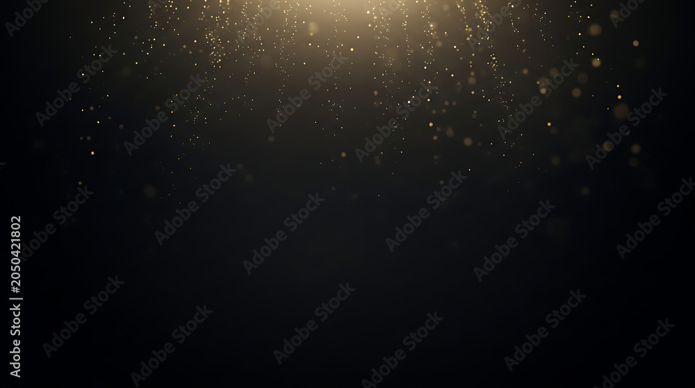 Naklejka premium Festive corporate hero banner black background with elegant golden sparkling light particles