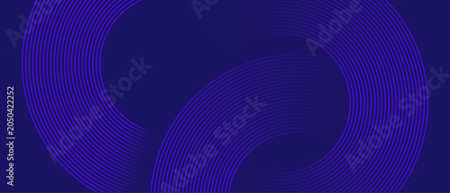 A dark blue background with two purple curved lines that intersect and overlap each other in a wavy pattern with multiple thin stripes
