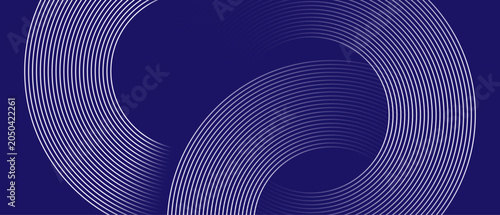 Bild auf Leinwand A dark blue background with white curved lines forming a circular pattern with m