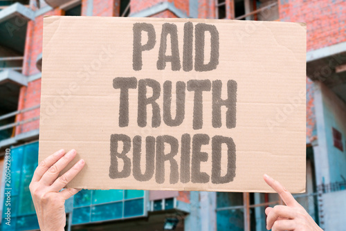 Bild auf Leinwand "Paid truth buried" Sponsored content hides reality