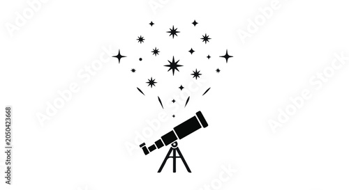 Telescope device pointed toward a cluster of celestial stars captures the endless curiosity of scientific exploration and the human desire to discover distant wonders across the vast universe.