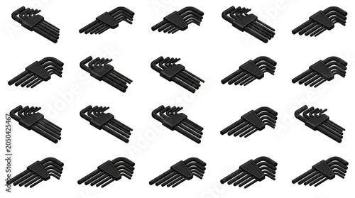 Tableau sur toile Collection of Black Hex Keys in Isometric View.