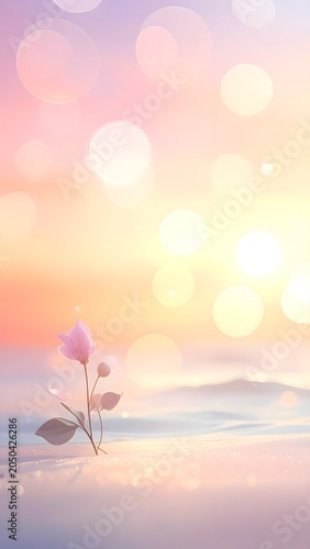 Dreamy Fantasy Pastel Landscape with Bokeh Lights