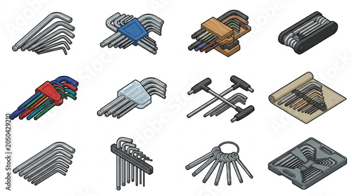 Photos Collection of Various Hex Allen Wrench Tools.