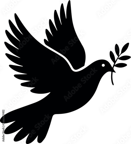 Holy spirit dove icon with olive leaf branch
