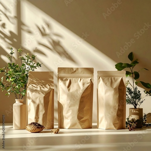 Elegant classical columns with potted plants and sunlight.