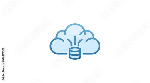 A simple blue icon representing digital data storage in a cloud