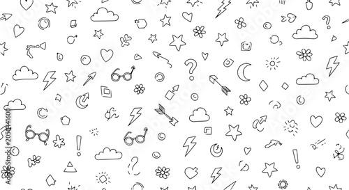 fun doodle icons pattern background