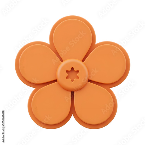 Orange stylized flower with star-shaped center