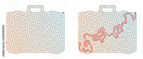 Summer labyrinth printable suitcase shaped .