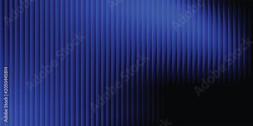 Photos Abstract black and blue geometric background with vertical parallel stripe bars and fluid wavy gradient lighting effect for presentation banner