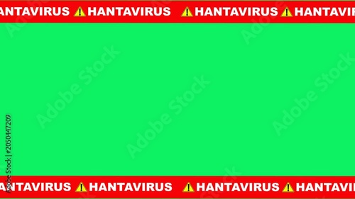 Repeated hantavirus warning signs on bright green background with red borders suitable for health and safety related designs.