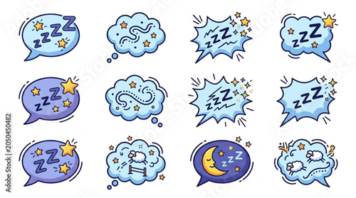 Foto Collection of Zzz sleep and dream speech bubbles.