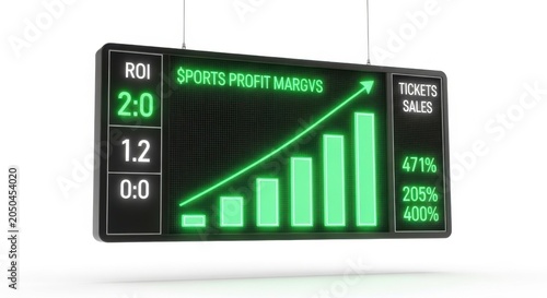 Digital Scoreboard Displaying Progressive Growth Chart with Green Bars and Percentage Values