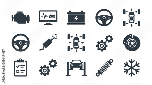 Canvastavla Set of automotive repair and car maintenance service icons.