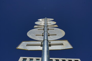 Shiny silver traffic signs
