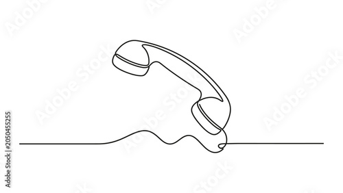 Schilderij op canvas Continuous one line drawing of a retro telephone handset.