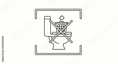 No Trash in Toilet Icon: Proper Waste Disposal for Toilet Bowl Hygiene