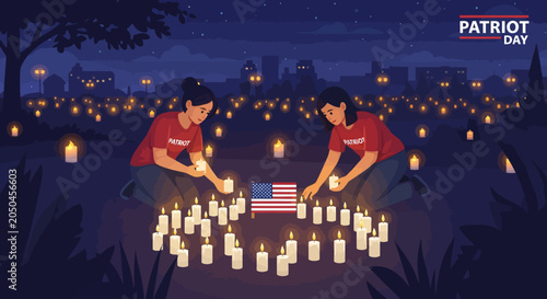 Dedicated volunteers lighting candles in a communal act of hope during an evening ceremony
