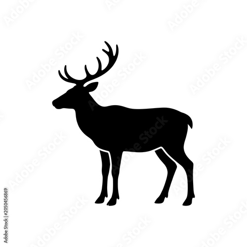 Silhouette of a majestic deer isolated on white background for design