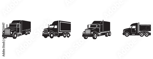 фотографія semi truck icon silhouette vector isolated illustration design