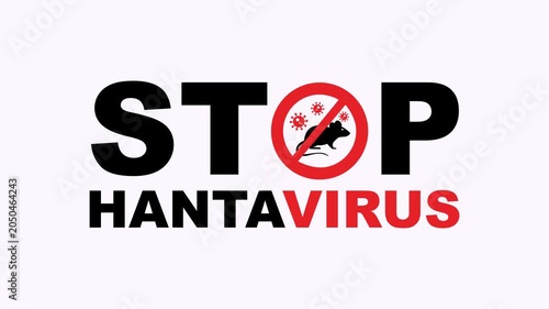 Bold black red letters hantavirus prevention graphic symbol rodent health warning poster. Ideal for representing danger, contamination, and health risks.