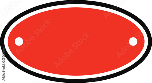 Foto a plain red oblique oval-shaped symbol or sign board on a white background