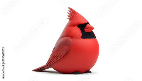 Bold 3D icon of a crimson red cardinal bird sitting peacefully isolated on white background