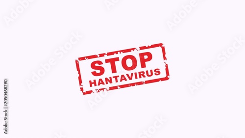 Red rectangular stamp with bold stop hantavirus ideal for medical awareness campaigns, educational materials, or signage.