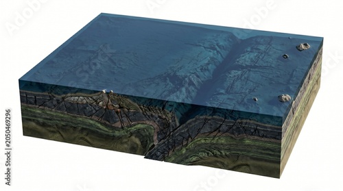 3D Cross Section of Mid-Ocean Ridge Seafloor Spreading Model