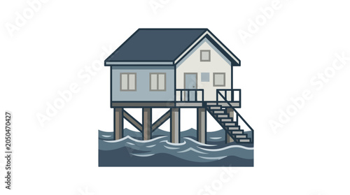Stilt house on the water surface.