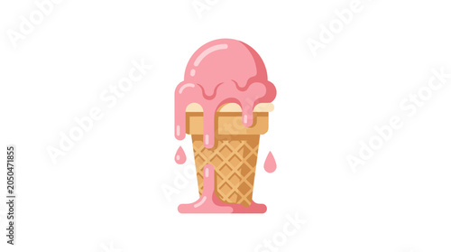 Pink Ice Cream Cone Dessert Treat.