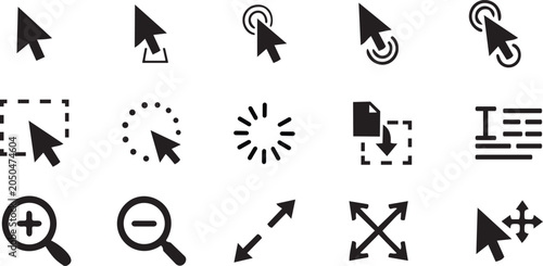 Mouse Cursor and Pointer Vector Icon Set