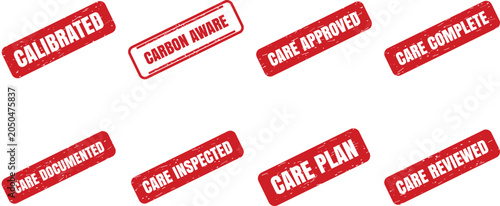 Billede på lærred Calibrated Carbon Aware Care Approved Care Complete Care Documented Care Inspect