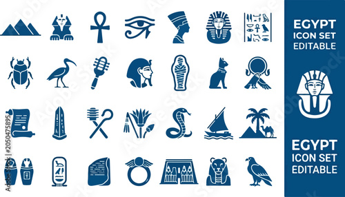 Foto Ancient egyptian icons featuring pyramids pharaohs and sacred symbols