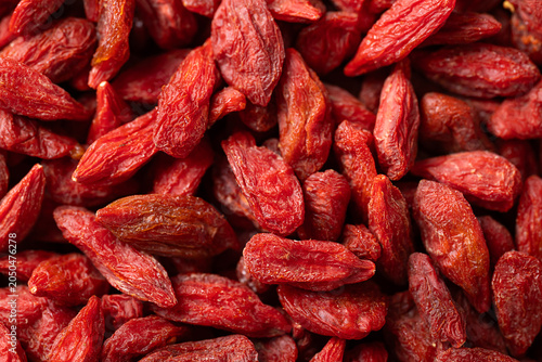 Quadro em tela Close-up of organic dried goji berries texture background