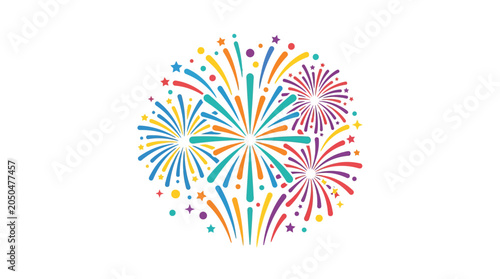 Colorful Fireworks Explosions in Circle.