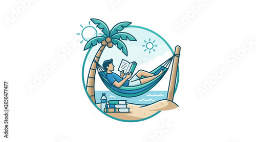 Bild auf Leinwand Man Relaxing in Hammock Outdoors.