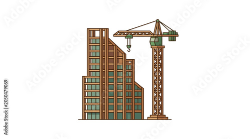Fotografie Construction site with crane and buildings.