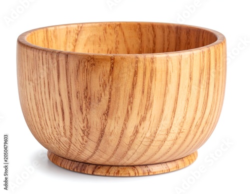 A wooden bowl with a natural finish and visible grain pattern