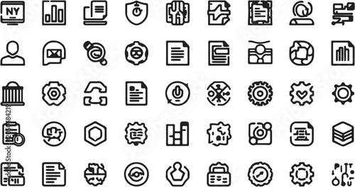 Fotografía Collection of diverse monochrome icons for various themes and uses