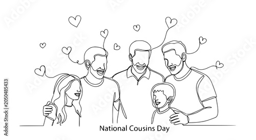 Bilde på lerret Happy Family Gathering: Diverse Cousins Celebrating Together with Love Hearts