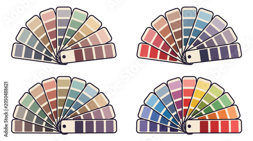 Vector illustration of four colorful swatch guides on white