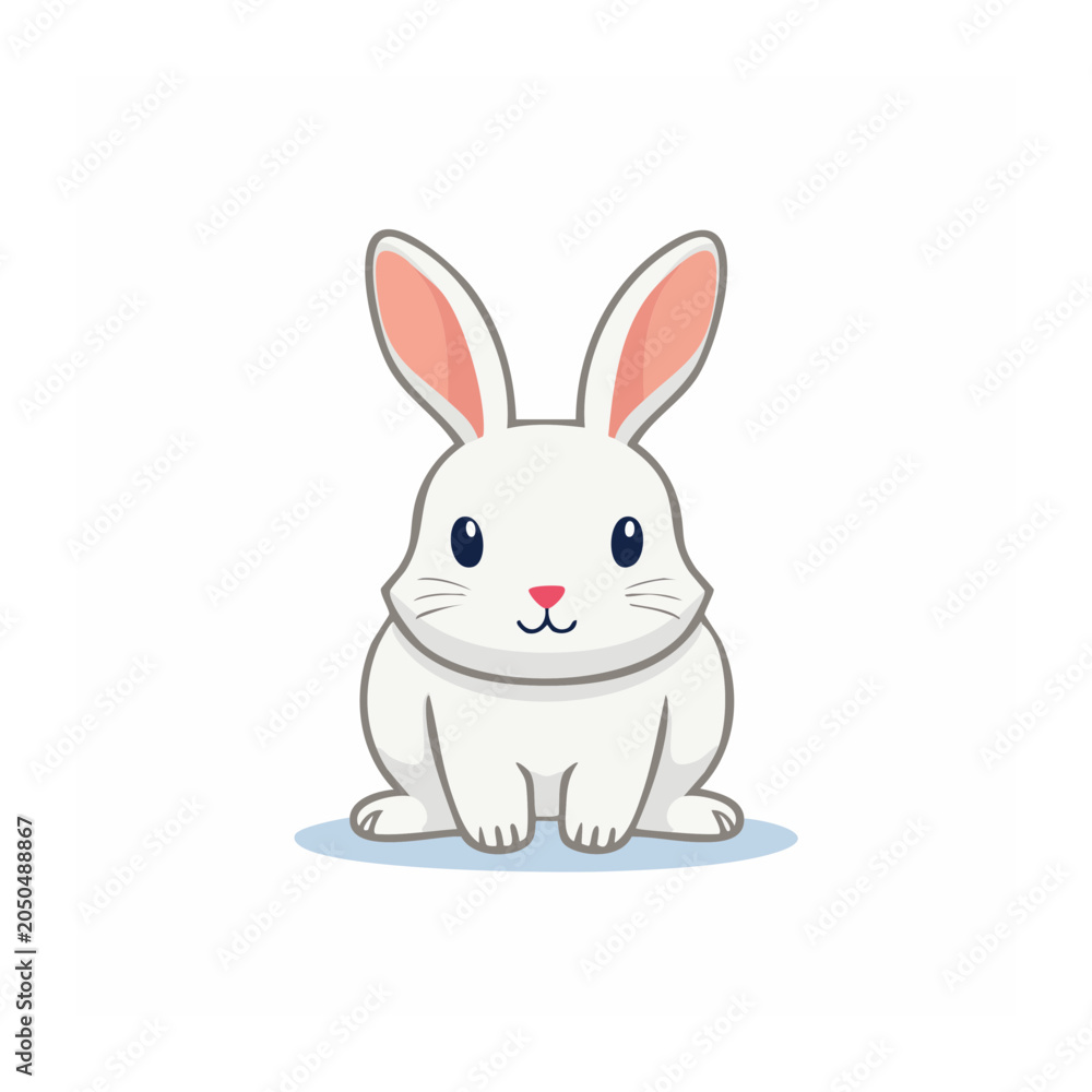 Obraz premium Cute cartoon white rabbit illustration
