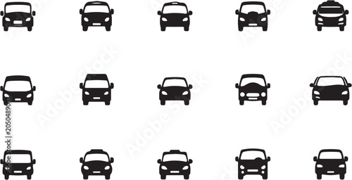 Foto Black and white icons of various vehicles in a grid pattern.