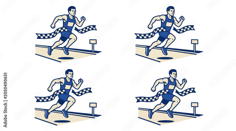 Fototapeta premium Vector illustration of a runner crossing the finish line