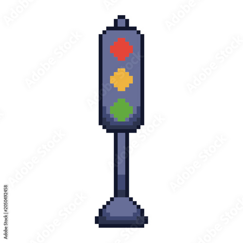 Standing Traffic Polein Dark Grey, Pixel Art Icon, Isolated