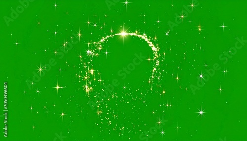Golden sparkling arch on a bright green backdrop