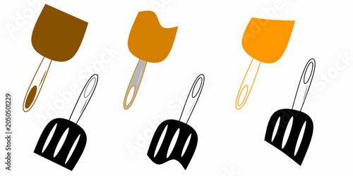 Schilderij op canvas Spatula icon collection set